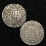 2 moedas de 200 Reis 1920 e 1921