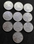 10 moedas de 5 Cruzeiros 1991 - Flor de cunho