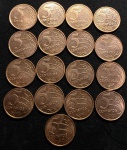 Lote com 17 moedas 5 Centavos Real  2019 letra A