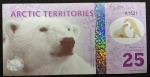 Cédula 25 Polar Dollars - URSO POLAR - EM POLÍMERO - ARTIC TERRITORIES - Com faixa Holográfica - Flor de estampa
