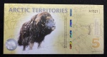 Cédula 5 Polar Dollars - MUSK OX - EM POLÍMERO - ARTIC TERRITORIES - Com faixa Holográfica - Flor de estampa
