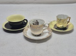 Jogo de 3 xícaras de café em porcelanas diversas, para colecionador.