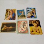 COLECIONISMO - LOTE 01 com 06 (seis) CALENDÁRIOS DE BOLSO - fotos de MULHERES NUAS ou SEMI-NUAS. Propagandas de Época.