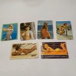 COLECIONISMO - LOTE 02 com 06 (seis) CALENDÁRIOS DE BOLSO - fotos de MULHERES NUAS ou SEMI-NUAS. Propagandas de Época.