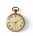 Antigo relógio de bolso de plaquet, ZENITH, possui pequenas avarias no mostrador, medindo 5 cm de diâmetro.