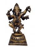 Grande escultura em pesado bronze representando Ganesha, rico em detalhes. Med.: 36 cm de altura