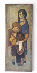 MECATTI, DARIO - `Família`, Óleo sobre tela, assinado. Med.: 42 x 102 x 3 cm com a moldura 