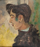 Antônio Bandeira (Fortaleza, 1922  Paris, 1967)  "Retrato de Inimá de Paula". Óleo sobre mad