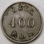 Brasil - Antiga ficha circulada (início do século XX)-MACH-P.H.A400-Troca-se por mercancias.