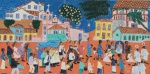 Raquel Trindade, Kambinda óleo sobre tela "Procissão". A tela: 50x100cm, datada, assinado e