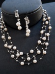 CONJUNTO COMPOSTO POR COLAR E PAR DE BRINCOS EM OURO BRANCO 18K CONTRASTADO + OUTROS CONTRASTES,TRIN