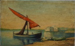 Óleo sobre eucatex assinatura não identificada, medindo 25cm de altura por 41cm de largura represent