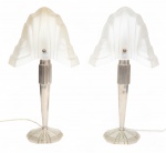 David Gueron Degué (1892-1950)| Par de luminárias em metal cromado e cúpula em pasta de vidro | Assi