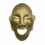 ARTE ORIENTAL - Antiga máscara em folha de cobre martelado. Dimensões: 22,5 cm x 18 cm.