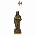 Antiga e bela estatueta em bronze de santo , com ricos detalhes. Dimensões: 16 cm altura com a lança / 500 g.