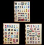 Parte de coleção com 3 pranchas contendo selos nacionais.