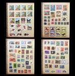 Parte de coleção com 4 pranchas, frente e verso contendo selos estrangeiros.