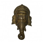 ÍNDIA - Antigo rosto em bronze " LORD GANESHA" com belos detalhes. Dimensões: 28 cm x 17 cm x 8 cm / 2,1 kg.