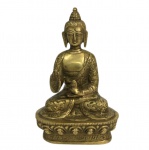 ÍNDIA - Antigo Buda em bronze em posição de meditação. Dimensões 19,5 cm x 12 cm x 6 cm.