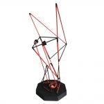 Escultura abstrata feita de madeira nas cores preto e vermelho com belos acabamentos. Obra única, assinado HDG no fundo. Dimensões: 49 cm x 22 cm x 27 cm.