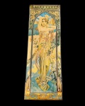 Mucha - Antiga impressão fixada em quadro de eucatex. Dimensões: 100 cm x 35 cm.