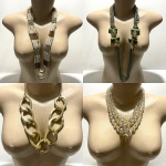 Lote com 4 colares feitos de bijuterias. Dimensões: 48 cm (maior colar).