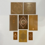Oito placas de radiestesia. Dimensões: 11 cm x 19 cm (maior peça).