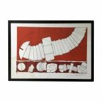 Antiga e bela Litografia "Abstrato"  de número 43/100 com moldura. Assinatura não identificada. Presença de manchas do tempo. Dimensões: 54 cm x 76 cm.