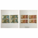 Lote contendo: Parte de coleção com 4 cédulas Brasileiras " 5000 cruzados " / 4 cédulas Brasileiras " 10000 cruzados ".