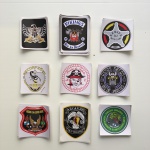 Parte de coleção com 45 adesivos de moto clube da região sudeste do Brasil. Total de  nove modelos diferentes (5 unidades de cada modelo).