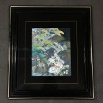 Quadro decorativo "Pássaros" com efeito cintilante. Dimensões: 49 cm x 44 cm.