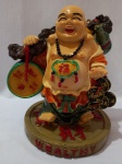 Buda da sorte,  bastante lucro ,  em resina com pintura automotiva,  15cm alt, 10cm dia.