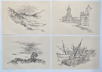Darcy Penteado - Lote com quatro litogravuras de desenhos da coleção Visão plástica de Portugal. Dimensões: 32 cm x 46 cm.