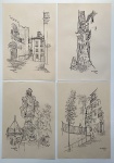 Darcy Penteado - Lote com quatro litogravuras de desenhos da coleção Visão plástica de Portugal. Dimensões: 32 cm x 46 cm.