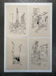 Darcy Penteado - Lote com quatro litogravuras de desenhos da coleção Visão plástica de Portugal. Dimensões: 32 cm x 46 cm.