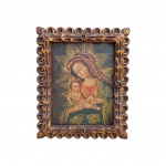 Quadro - Cusquenho óleo sobre eucatex representando Madona, Med. Alt. 31 x 25cm, tela 22x16cm