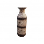 Vaso em cerâmica cilíndrico mesclado na tonalidade marrom e areia, Alt. 38, 12 cm diam.
