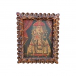 Quadro - Cusquenho óleo sobre eucatex representando Nossa  Senhora e o Menino Jesus, Med. Alt. 31 x 25cm, tela 22x16cm