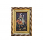 Quadro - Cusquenho óleo sobre eucatex representando São Miguel, Med. Alt. 30 x 22cm, tela 19x11cm