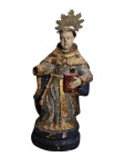ARTE SACRA - Santo Antônio, imagem em madeira entalhada com policromia e explendor, falta mão. Med. 23cm alt