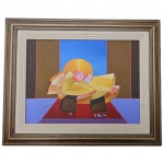 QUADRO - Gilmar Gonçalves - OST. Assinado e datado 2006, entitulado MANJEDOURA. Med. Tela 30x40 cm e moldura 53x43 cm. Acompanha certificado de autenticidade, assinado pelo artista. Apresenta rasgado na tela.
