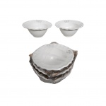 Cinco Bowls em cerâmica branca marca Porto Brasil modelo Windsor, decorada com coroa e borda ondulada. Med. Alt. 8cm, Diam. 18cm 