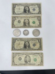 Lote de cédulas e moedas