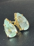 Par de brincos de ouro amarelo 18 k com Turmalinas Paraíba Lapidação Gota de Aprox. 3,2 ct no total.