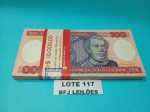 LOTE COM 100 CÉDULAS DE 100 CRUZEIROS SÉRIE A7512048401A ATÉ A7512048500A - TODAS AS CÉDULAS EM SEQU