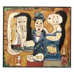ASFADUROFF NIBBES- ÓLEO SOBRE TELA.  Medidas: 67cm X 60cm. Obs: Com Moldura.