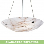 PENDENTE EM ALABASTRO ESPANHOL PARA 2 lâmpadas E27 60W.  FOTO RELATIVA AO MODELO DO LUSTRE PODENDO HAVER  VARIAÇÕES EM SUA COR POR SER UMA PEDRA Medidas:  Altura 20cm e Diâmetro 40cm.