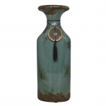 ETHNIX- VASO EM CERÂMICA CHINESA. Medidas: Altura 32cm, Largura 10cm e Comprimento 12cm