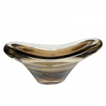 ETHNIX - Centro de mesa em cristal estilo murano na tonalidade marrom. Medidas: Altura 8cm e Diâmetro 20cm.