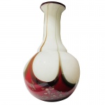 CRISTAIS SÃO MARCOS- Vaso em cristal estilo murano nas tonalidades âmbar e branco. Medidas: Altura 36cm e Diâmetro 16cm.